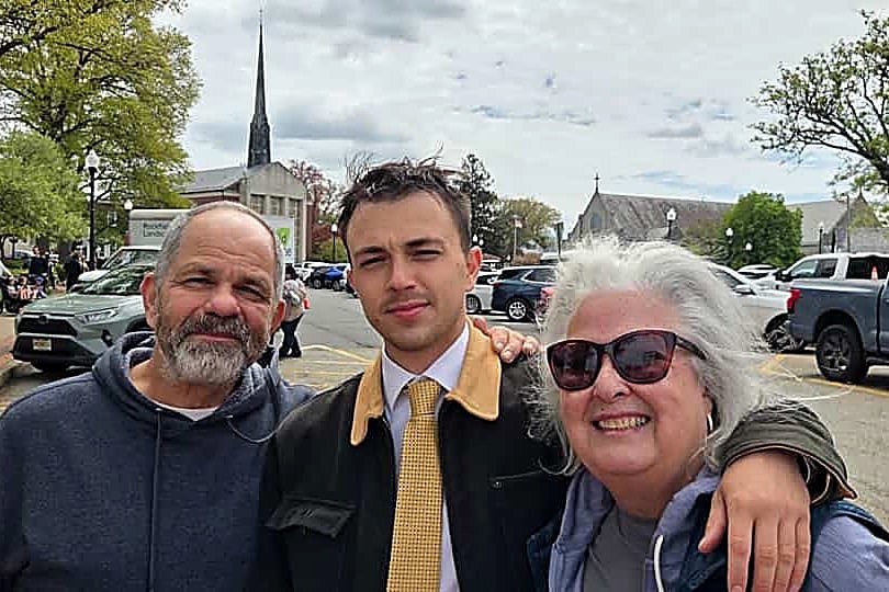 Adam Rueda with family and neighbors in his hometown in NJ-5